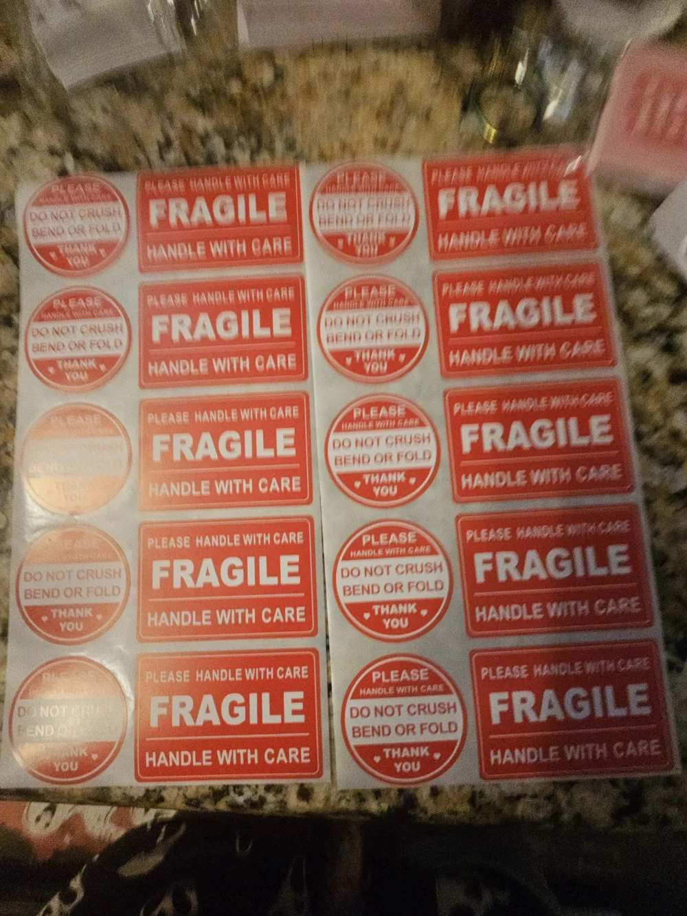 Fragile Handle With Care Red Shipping Labels